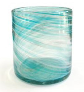 Large Coloured Glass Jar - Blue Swirl